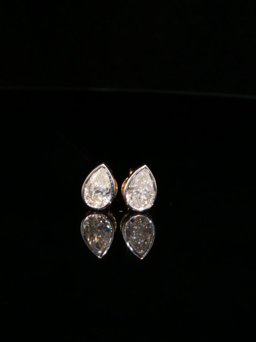 0.84 CTW Pear-Shaped Lab-Grown Diamond Bezel Stud Earrings - 14K Yellow Gold